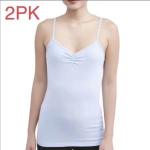 2PK No Boundaries Women's Rib Cami Tank Top White Cinched Bust Small Lot Of 2